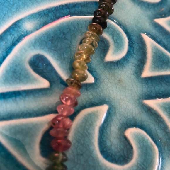 Multicolored Necklace Possibly Tourmaline Vintage Green Pink - Picture 4 of 12